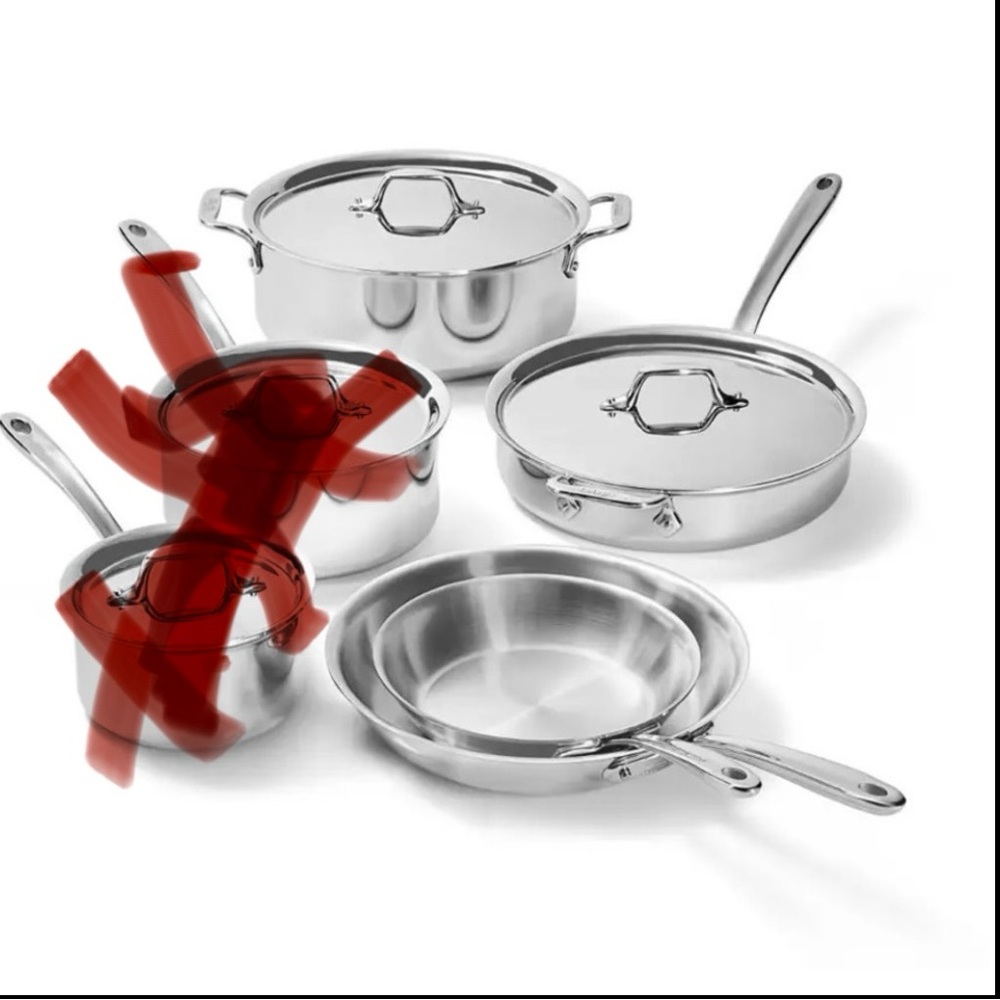 All Clad D3 stainless everyday 3-ply bonded cookware set with stainless lids